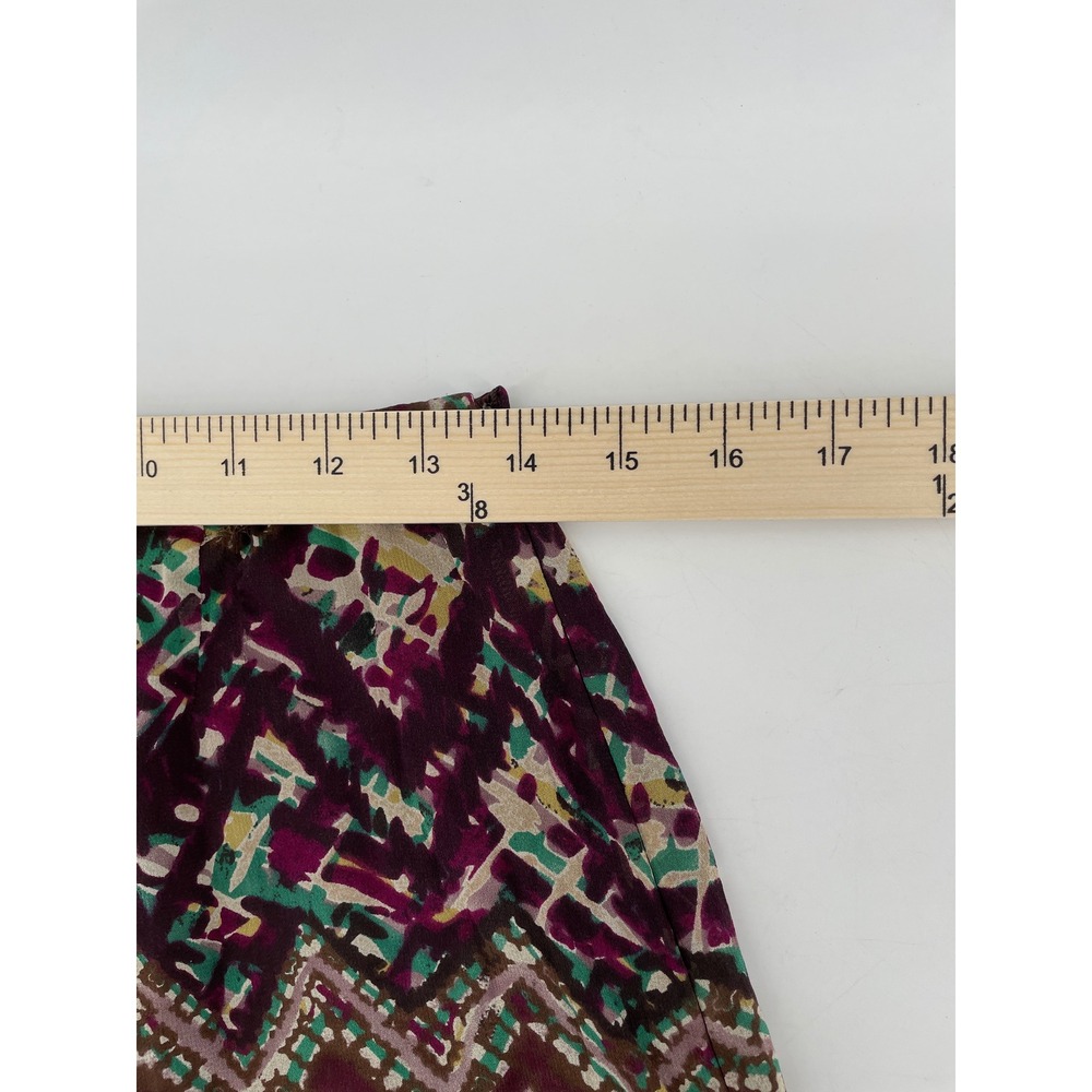 Harold's Silk Tiered Midi Skirt Women 2 Brown Western Boho Artsy Crochet Trim - Picture 6 of 7